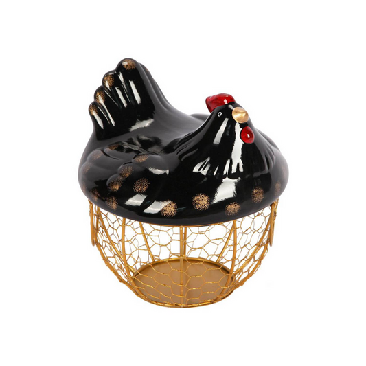 Gallina Decorativa Porta Huevos Cesta De Huevos Negra