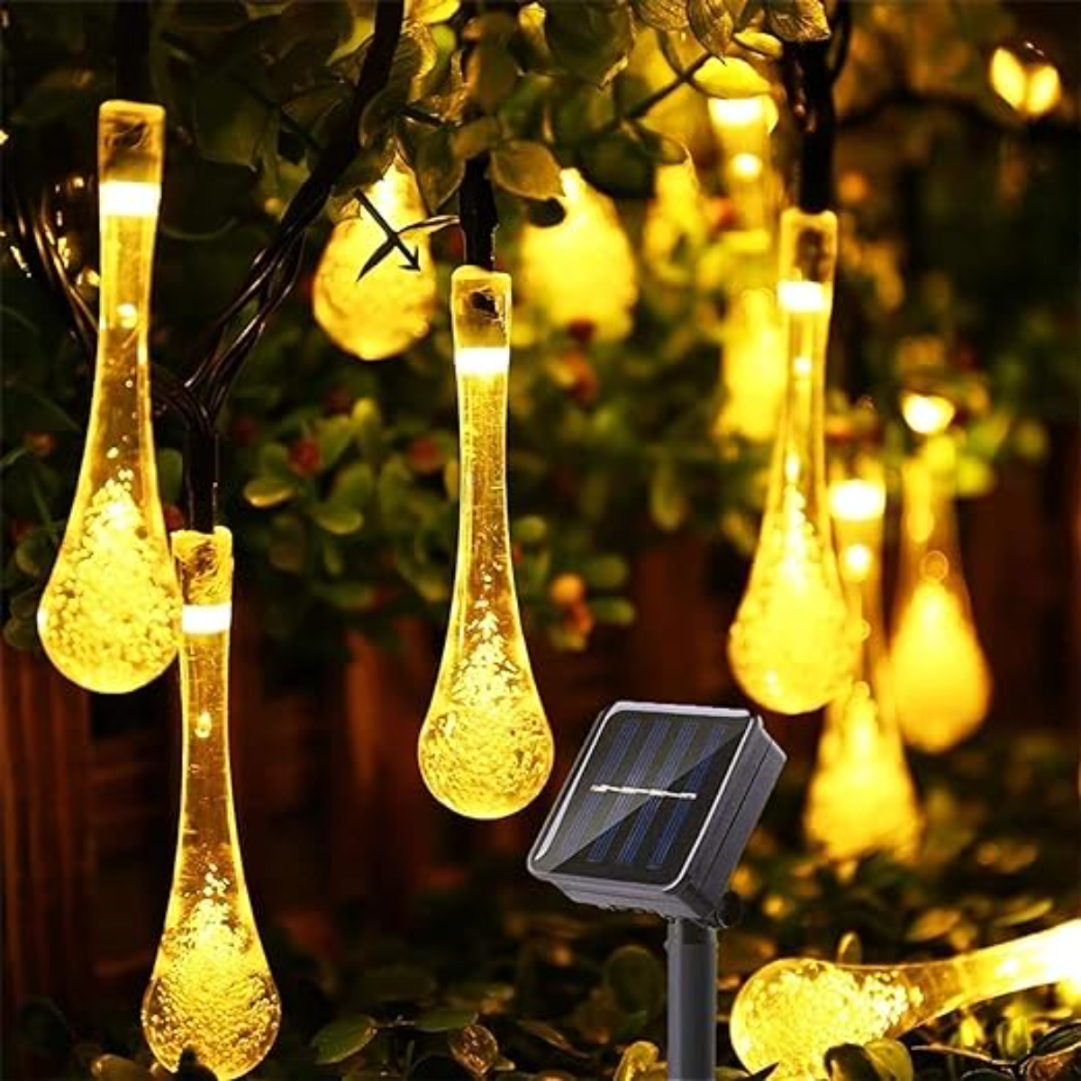 Guirnalda Solar Gotas Gotitas Luces Led Decoracion Jardin