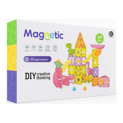 Juego Bloques Magneticos Construccion 69 Piezas Tobogan