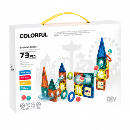 Juego Bloques Magneticos Construccion 73 Piezas Tobogan