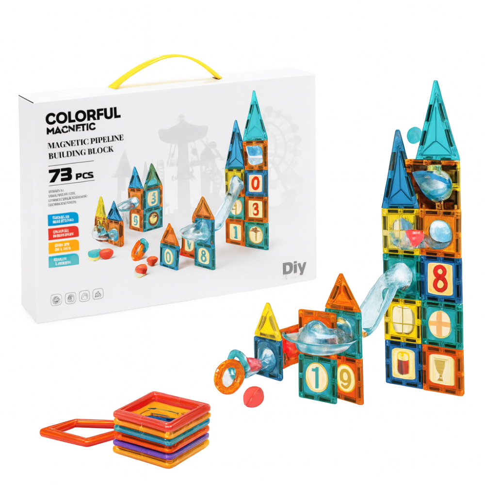 Juego Bloques Magneticos Construccion 73 Piezas Tobogan