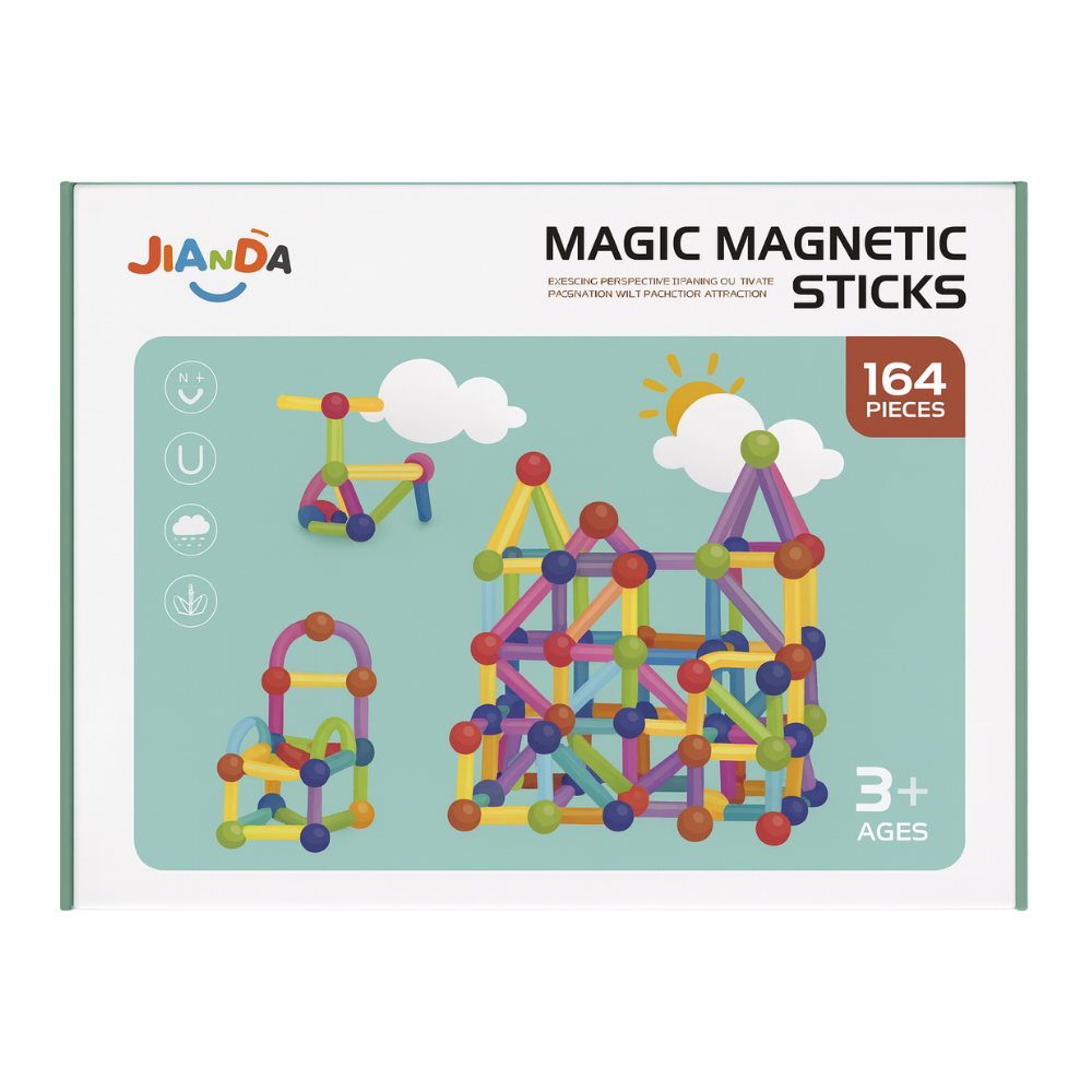 Juego Varillas de Construccion Magnetico Didactico 164 Piezas