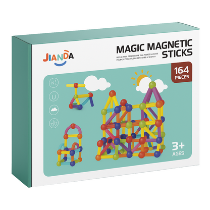 Juego Varillas de Construccion Magnetico Didactico 164 Piezas