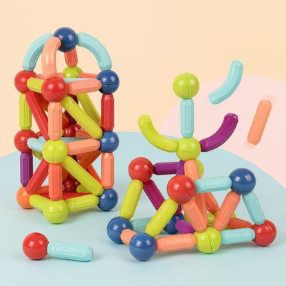 Juego Varillas de Construccion Magnetico Didactico 164 Piezas