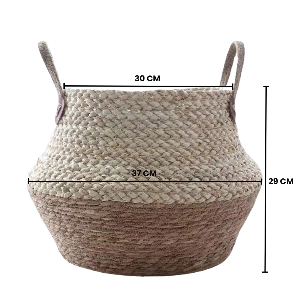 Macetero Cesto Maceta De Yute Tejida Plegable Con Asas L