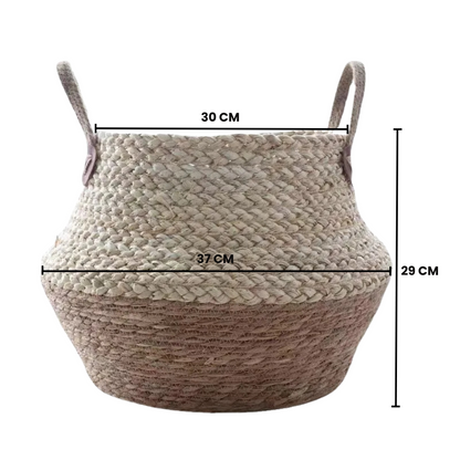 Macetero Cesto Maceta De Yute Tejida Plegable Con Asas L