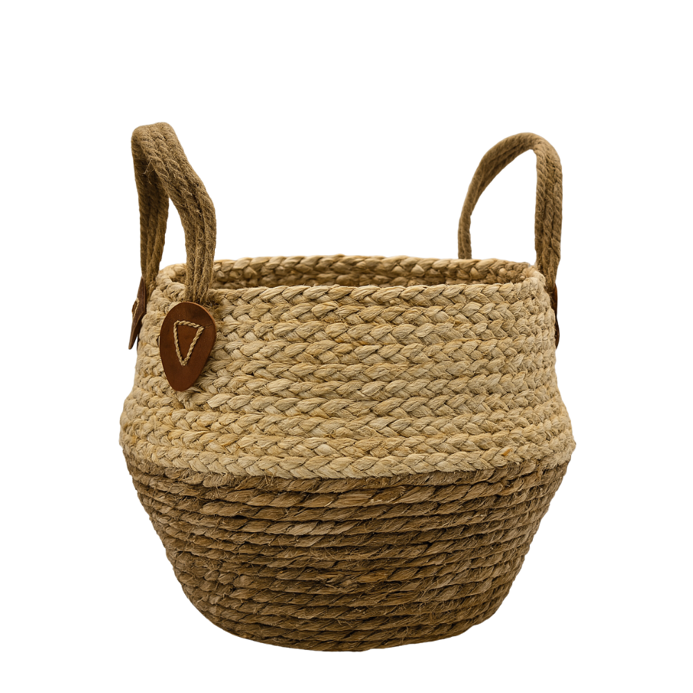 Macetero Cesto Maceta De Yute Tejida Plegable Con Asas S