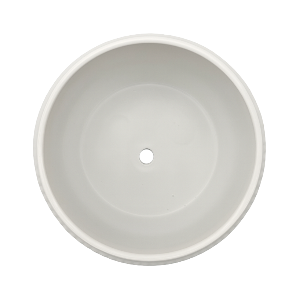 Macetero De Ceramica Blanco Mate Lineas Decorativas Maceta S