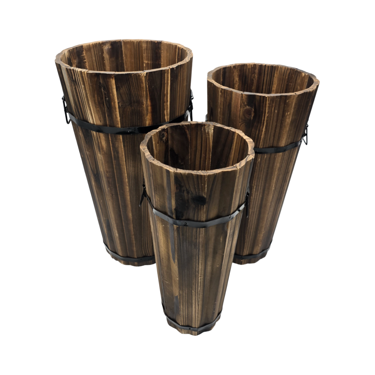 Macetero De Madera Tipo Barril Largo Bajo Jardin Terraza L