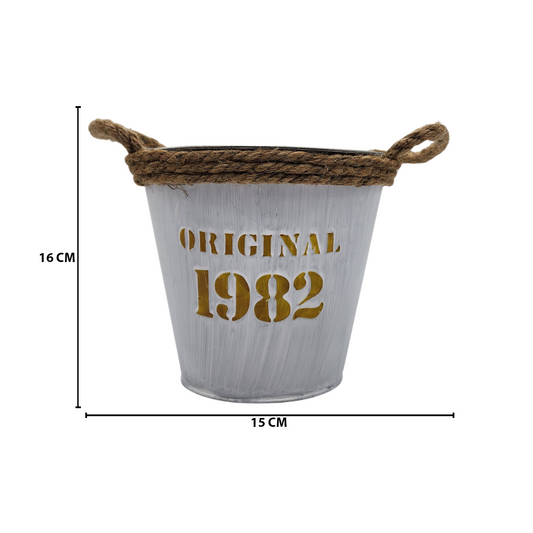 Macetero De Metal Canasto Con Diseños Maceta Balde Metalico