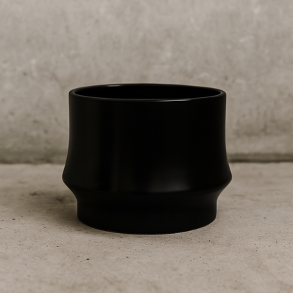 Macetero Maceta De Ceramica Elegante Negro Liso Brillante L