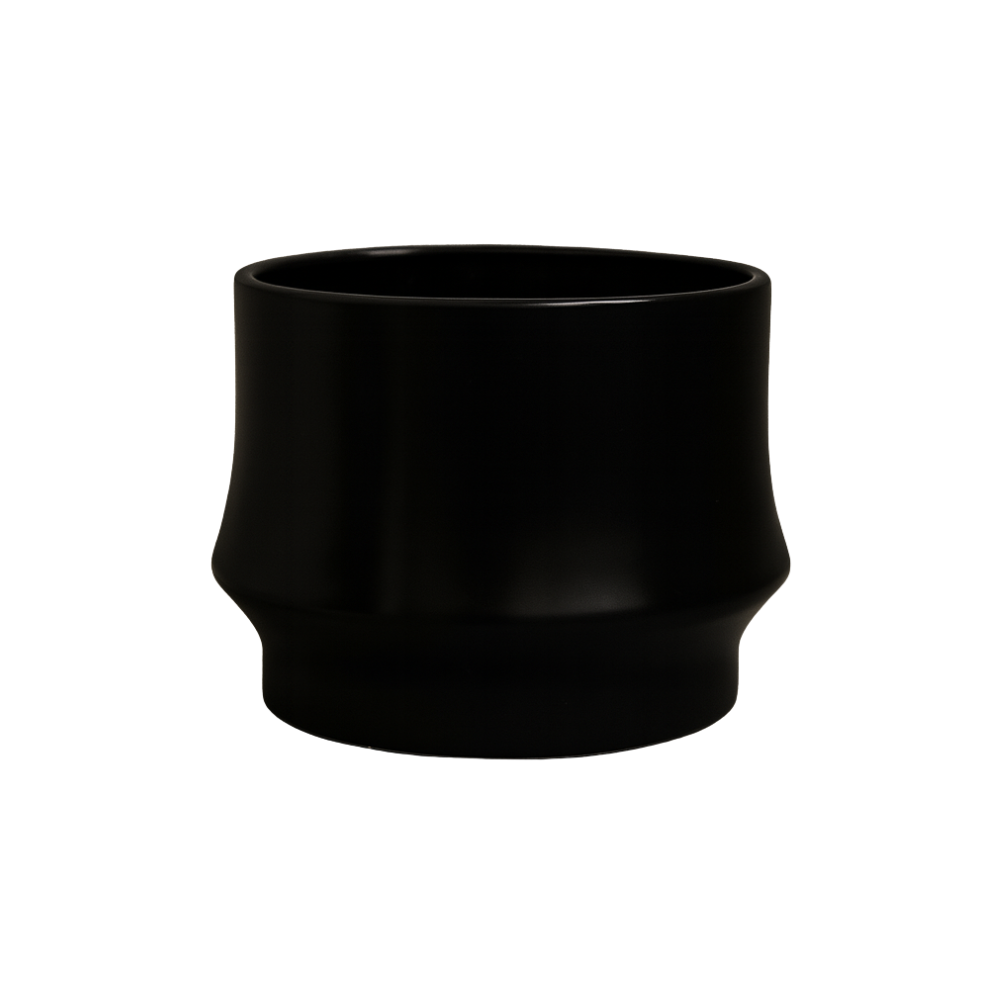 Macetero Maceta De Ceramica Elegante Negro Liso Brillante L