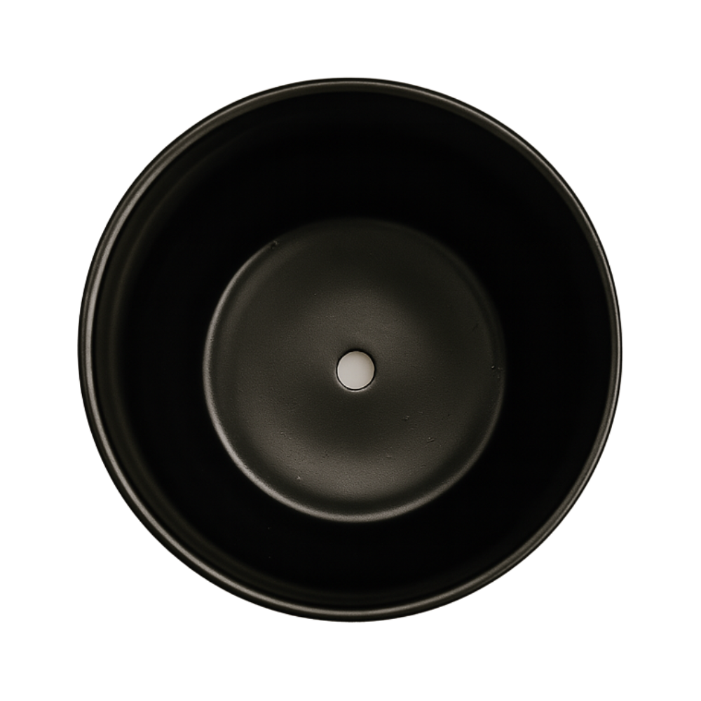 Macetero Maceta De Ceramica Elegante Negro Liso Brillante L