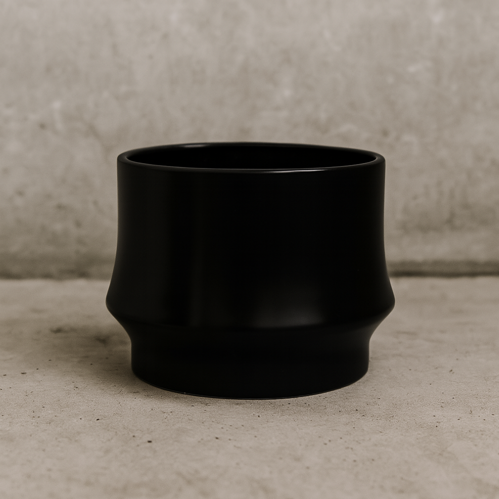 Macetero Maceta De Ceramica Elegante Negro Liso Brillante M