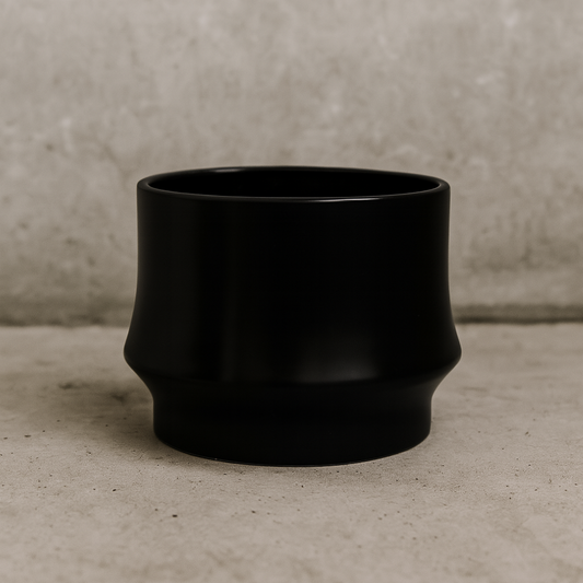 Macetero Maceta De Ceramica Elegante Negro Liso Brillante M