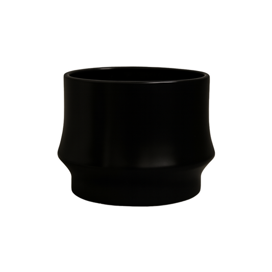 Macetero Maceta De Ceramica Elegante Negro Liso Brillante S