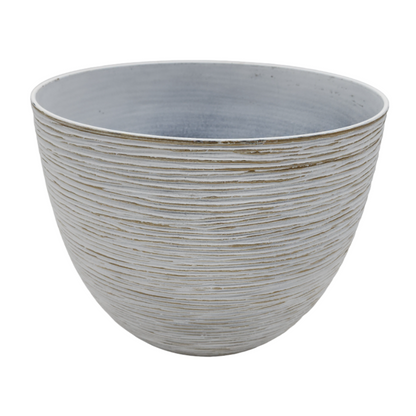 Macetero Maceta Diseño Rayas Envejecido De Plastico Blanco L