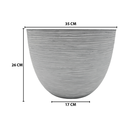 Macetero Maceta Diseño Rayas Envejecido De Plastico Blanco M