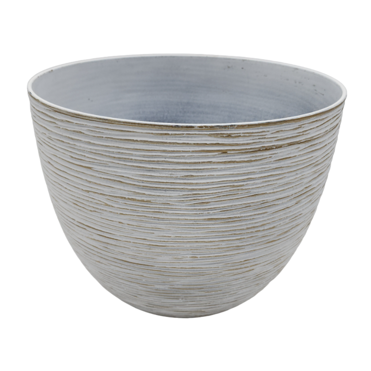 Macetero Maceta Diseño Rayas Envejecido De Plastico Blanco M