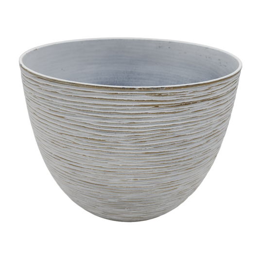 Macetero Maceta Diseño Rayas Envejecido De Plastico Blanco M