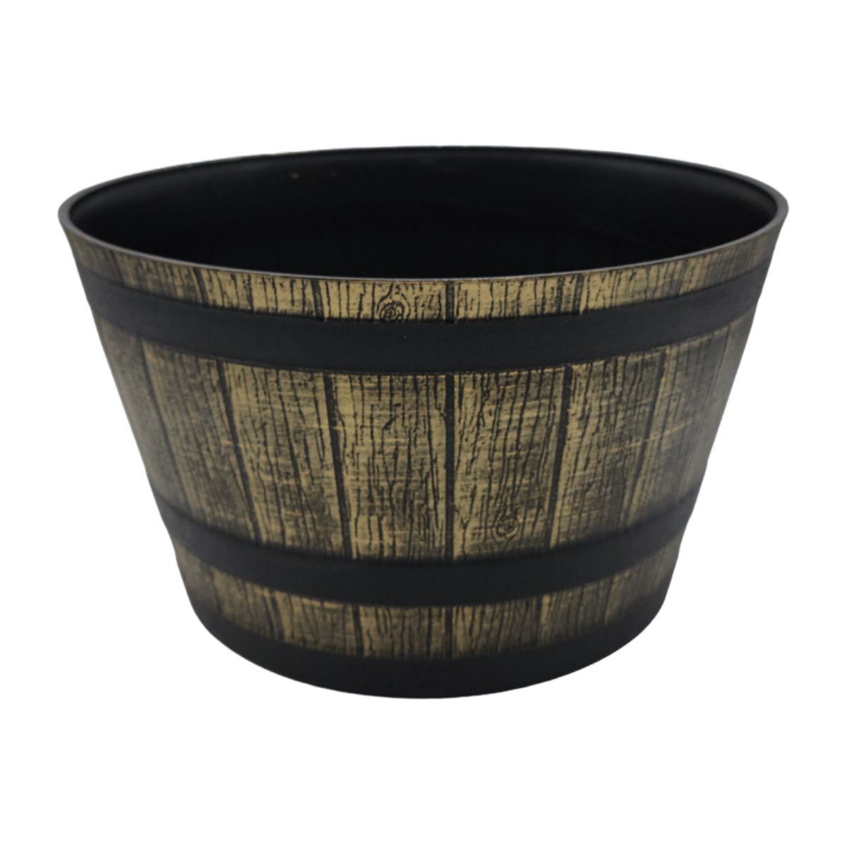 Macetero Plastico Diseño Efecto Barril De Madera Maceta M