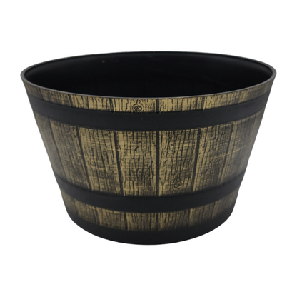 Macetero Plastico Diseño Efecto Barril De Madera Maceta M