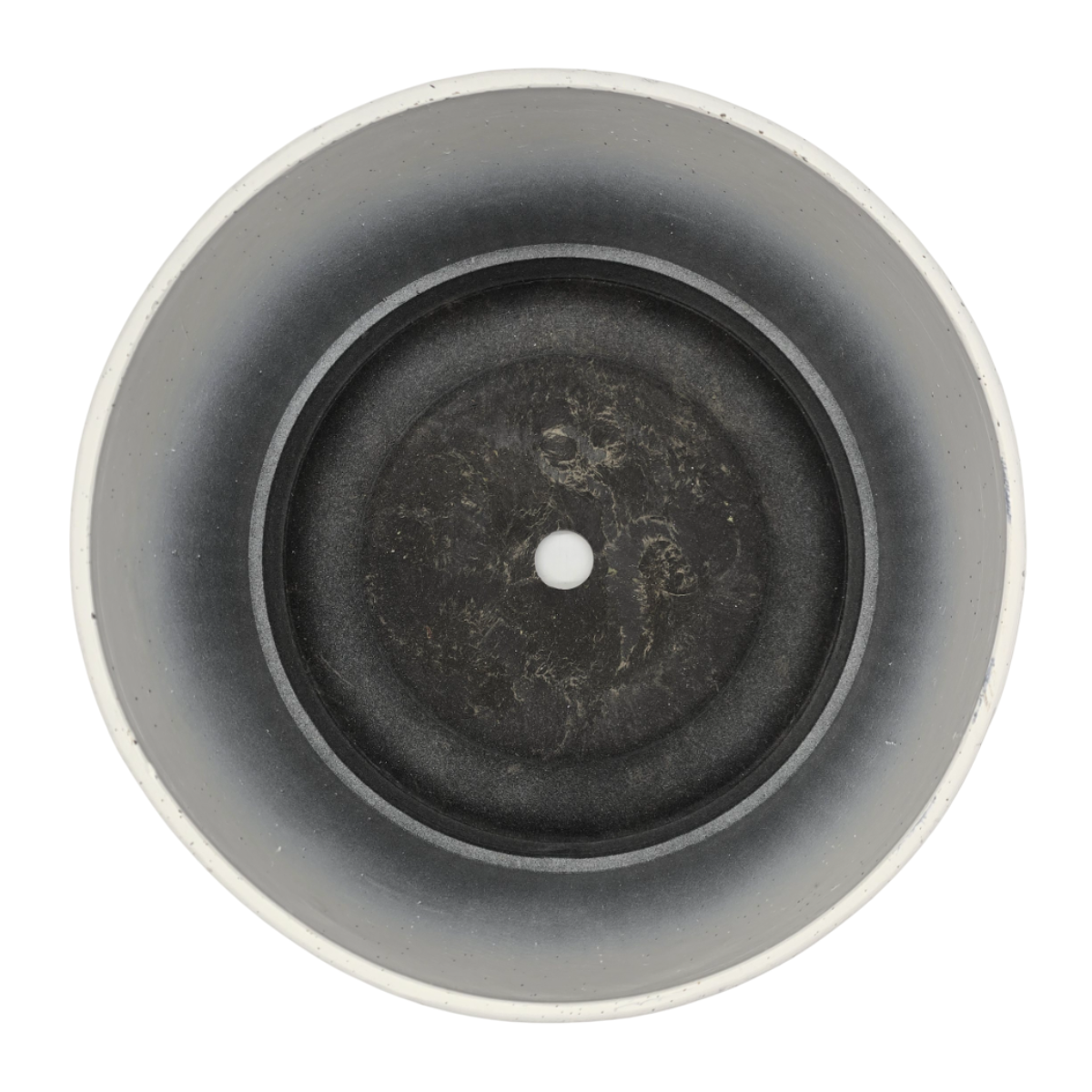 Macetero Plastico Redondo Bajo Premium Blanco Base Dorado