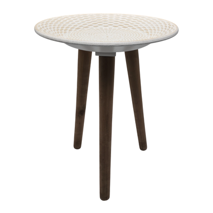 Mesa De Centro Redonda Blanca Mesa Lateral Auxiliar Living