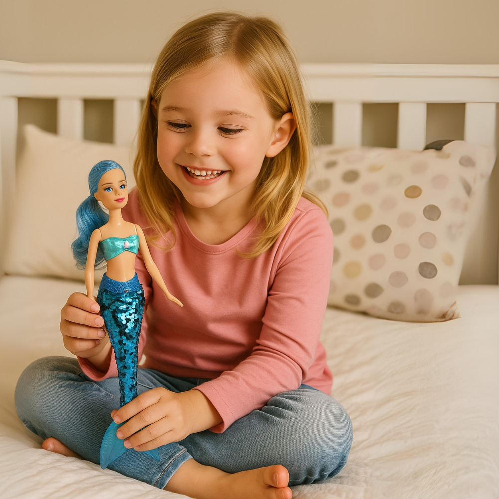 Muñeca Sirena Lovely Con Vestido De Lentejuelas Juguete