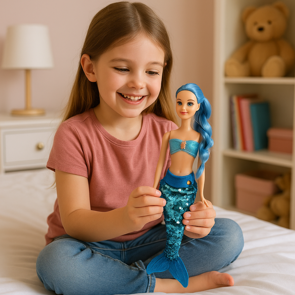 Muñeca Sirena Lovely Con Vestido De Lentejuelas Juguete