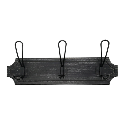 Perchero 3 Ganchos Doble Colgadores De Madera Ropa Negro