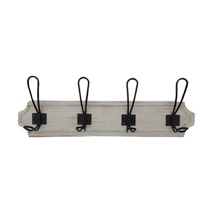 Perchero De Pared Colgador Vintage 4 Ganchos Dobles Blanco