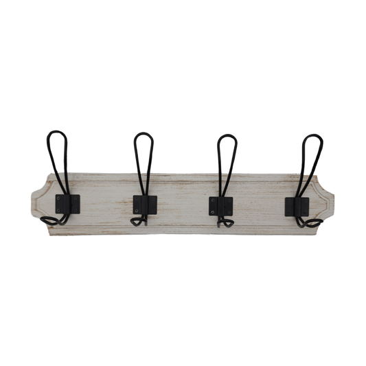 Perchero De Pared Colgador Vintage 4 Ganchos Dobles Blanco