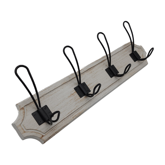 Perchero De Pared Colgador Vintage 4 Ganchos Dobles Blanco