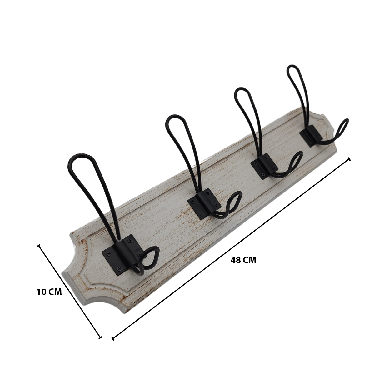 Perchero De Pared Colgador Vintage 4 Ganchos Dobles Blanco