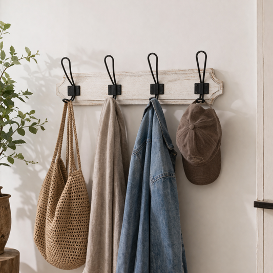 Perchero De Pared Colgador Vintage 4 Ganchos Dobles Blanco