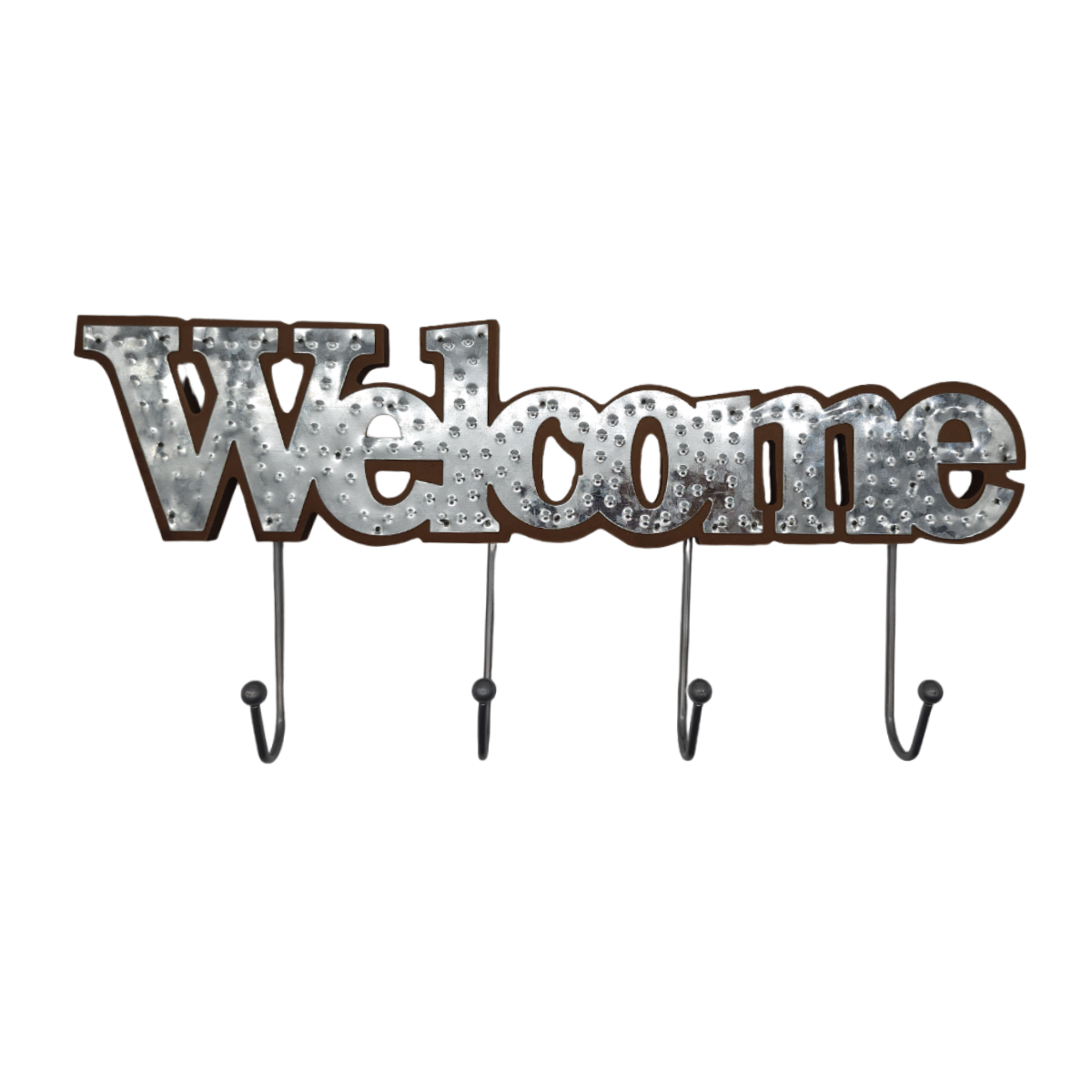 Perchero De Pared Colgador Welcome 4 Ganchos Plateado