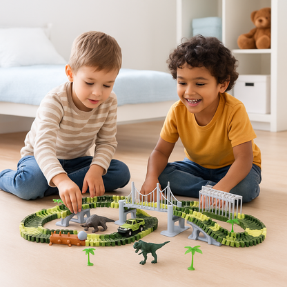 Pista de Carreras Juguete de Dinosaurios Infantil 144 Piezas