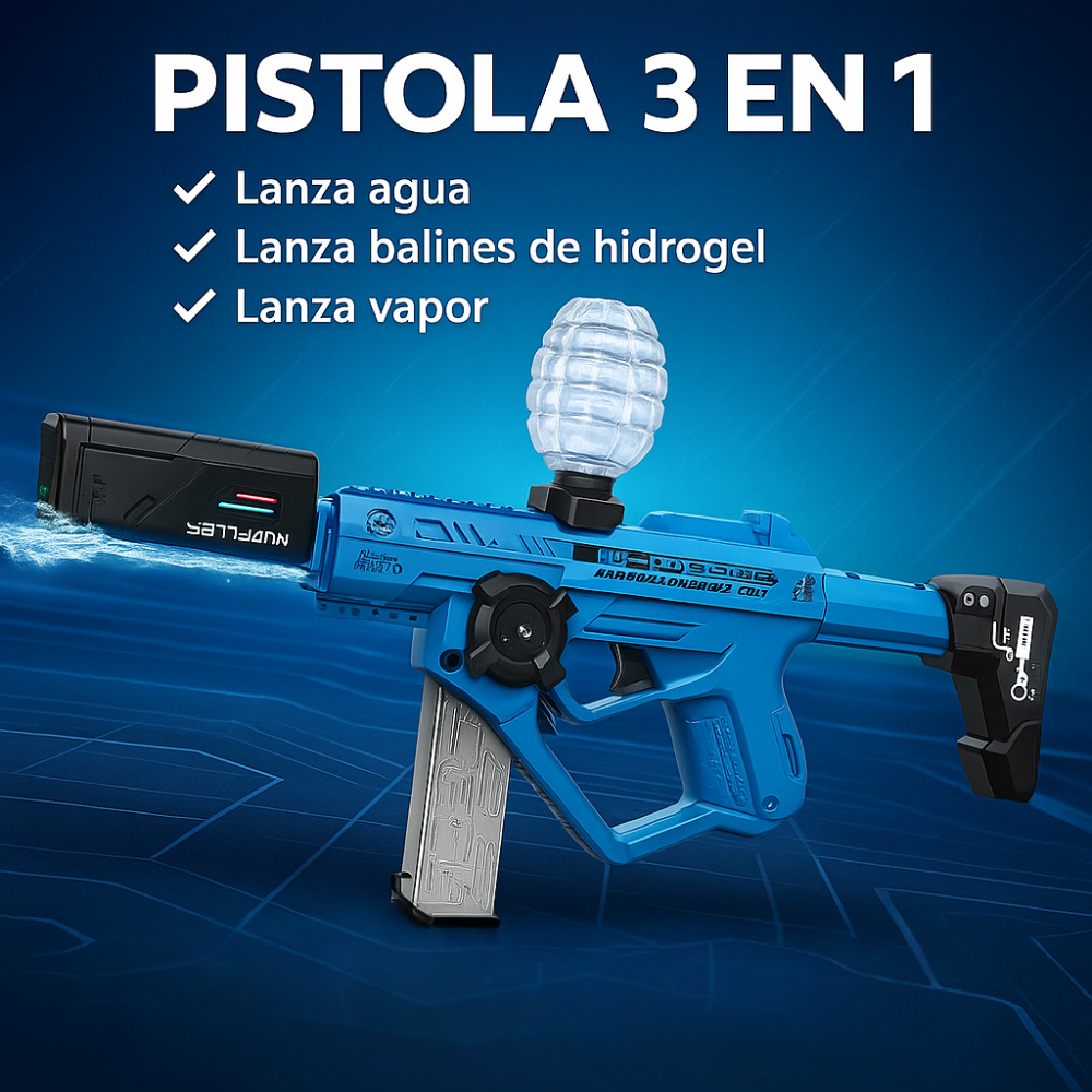 Pistola de Agua Electrica 3 En 1 Vapor Balines Hidrogel