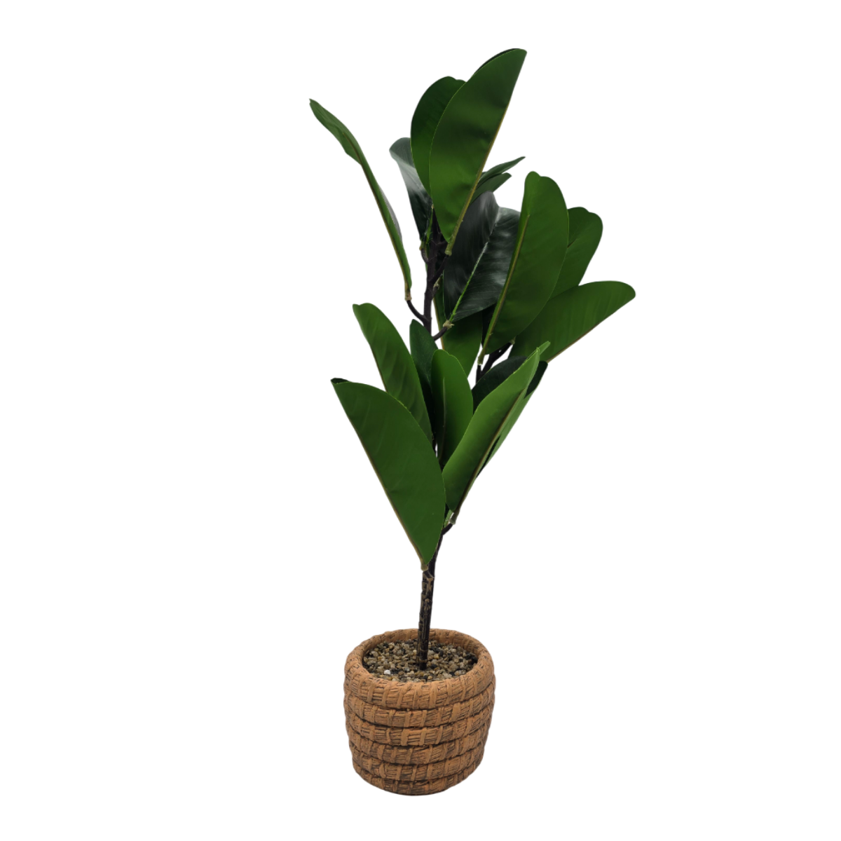 Planta Artificial Macetero De Cemento Naranjo Hojas Verdes