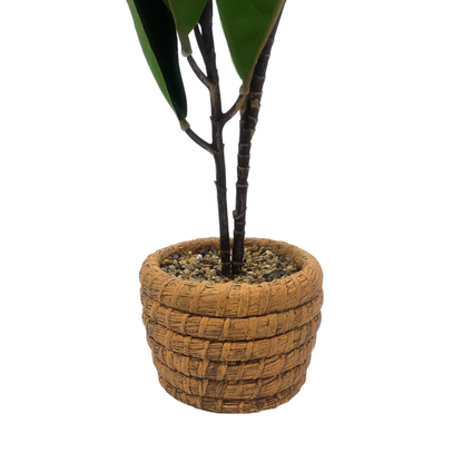 Planta Artificial Macetero De Cemento Naranjo Hojas Verdes