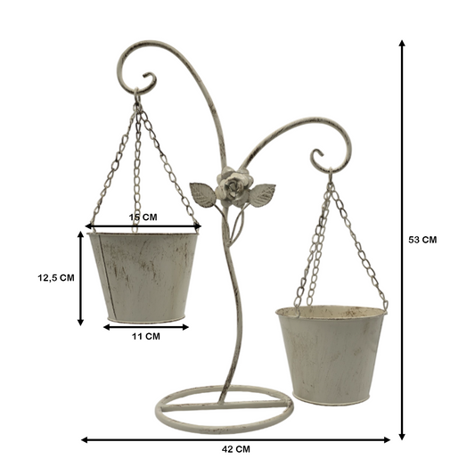 Porta Macetero Pedestal Colgante Beige Vintage Maceta Planta