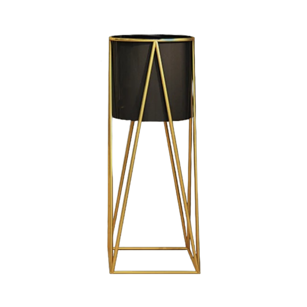 Porta Macetero Pedestal Maceta Plantas Negro Dorado Mediano