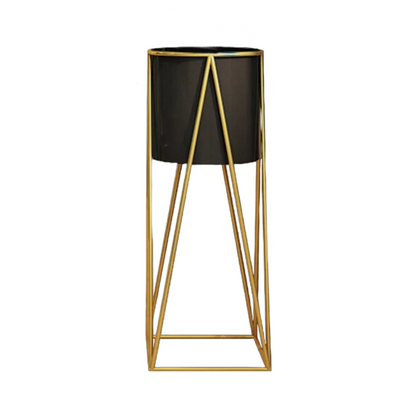 Porta Macetero Pedestal Maceta Plantas Negro Dorado Mediano