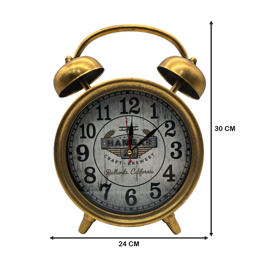 Reloj De Mesa Analogico Hierro Vintage Decorativo Dorado S