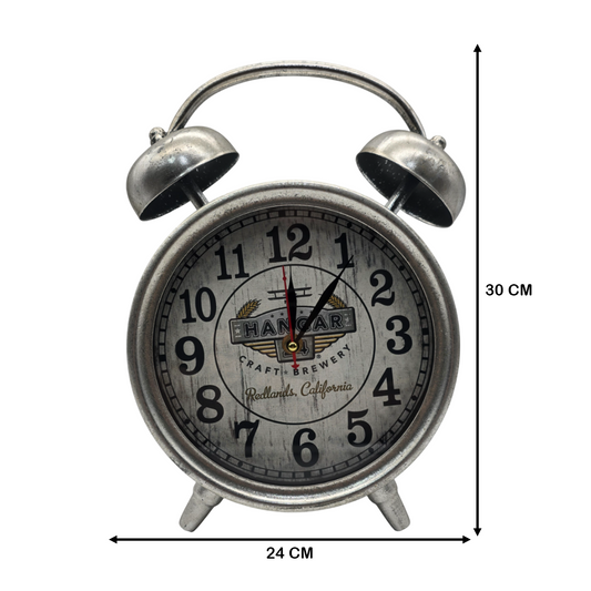 Reloj De Mesa Analogico Hierro Vintage Decorativo Plateado S