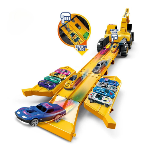 Retroexcavadora Porta Autitos 2 en 1 Rampa Pista Lanzamiento