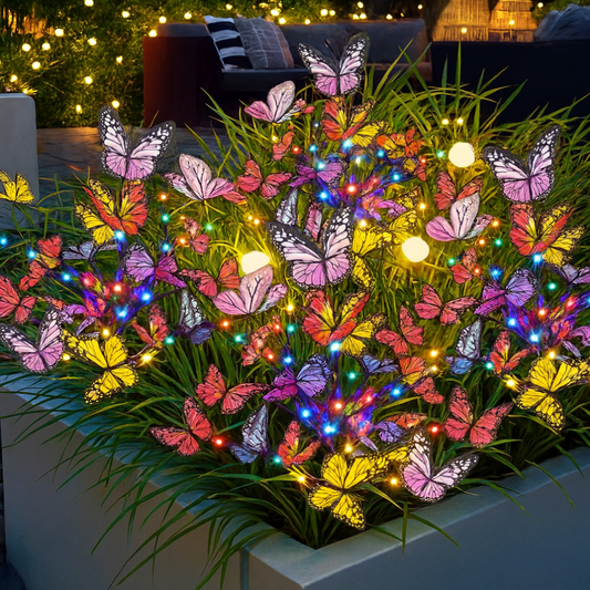 Set 2 Luces Solares Jardin Decorativas Mariposas Multicolor