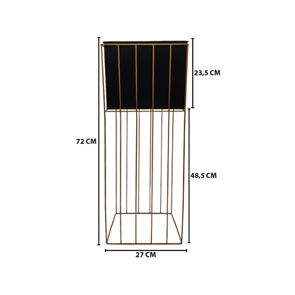 Set 2 Porta Macetero Pedestal Maceta Plantas Negro Dorado