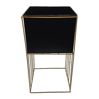 Set 2 Porta Macetero Pedestal Maceta Plantas Negro Dorado
